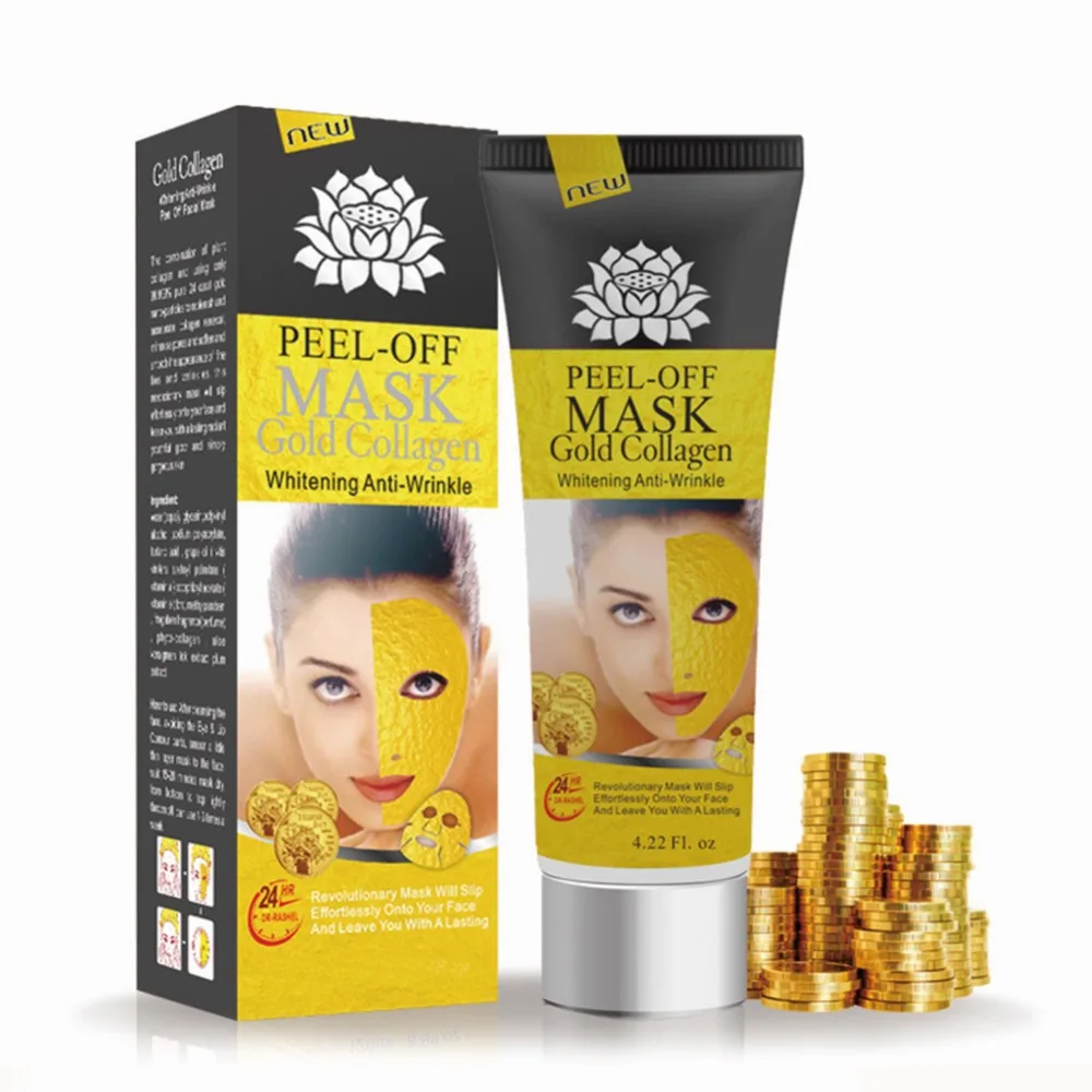 24K Золотая коллагеновая маска для лица с высокой влажностью, против старения, от морщин, удаления угрей и акне, маска для ухода за кожей TSLM2