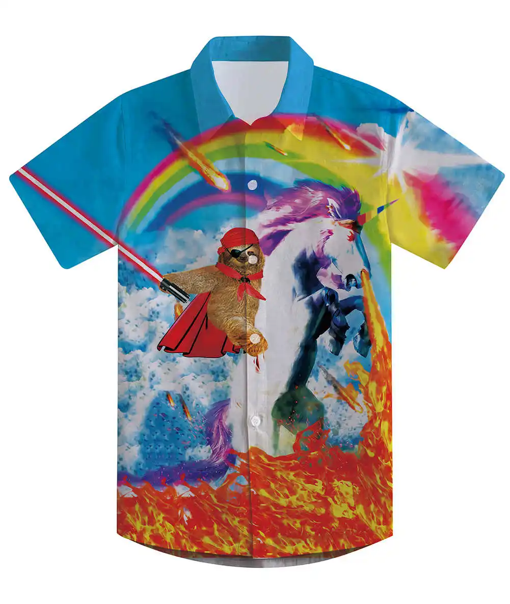 Летняя одежда в гавайском стиле для мальчиков от 7 до 14 лет Праздничная пляжная рубашка с короткими рукавами и отложным воротником с цветочным принтом Повседневная пляжная рубашка - Цвет: TZDC031
