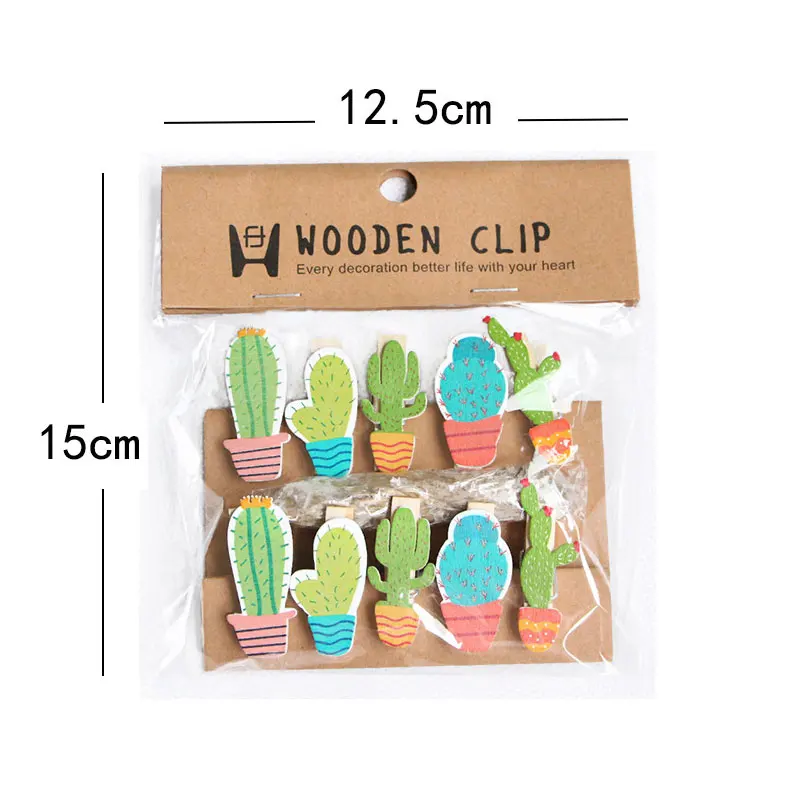 20pcs/set children wooden cactus clip for DIY Photo Album toys colorful Girls cactus DIY Jewelry Accessories Home wood clip