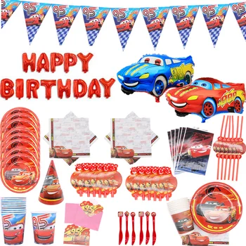 

Disney Cars Lightning Mcqueen Baby Happy Birthday Party Supplies Decoration Set Disposable Tableware Tablecloth Plate Cup Banner