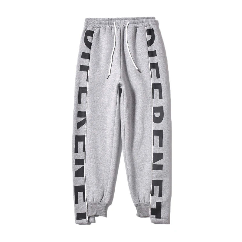 Plus Velvet Thick Joggers Pants Men's Fashion Letters Printed Casual Sweatpants Men Street Wild Hip Hop Loose Trousers Mens