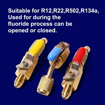 

New 3pcs/set Copper Male Thread 1/4 SAE Car Air Conditioning Refrigeration Ball Valve Adapter Switch for R12 R22 R502 R134a