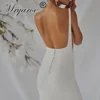 Mryarce Simple Stretch Matte Classic Satin Bateau Crepe Mermaid Wedding Dress  Open Back Bridal Gowns 1