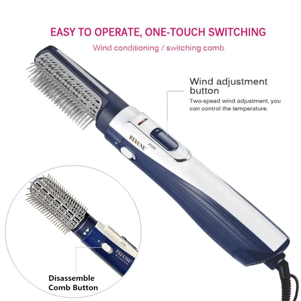 REBUNE New Styling Tools Powerful Multifunctional Hair Dryer Hair Brush Roller Styler 220V (1 box 12Pcs)