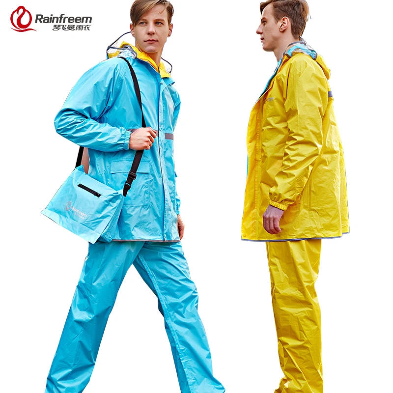 Rainfreem Reversible Impermeable Raincoat Women/Men Rain Jacket Pants Suit Motorcycle Waterproof Poncho Gear | Дом и сад