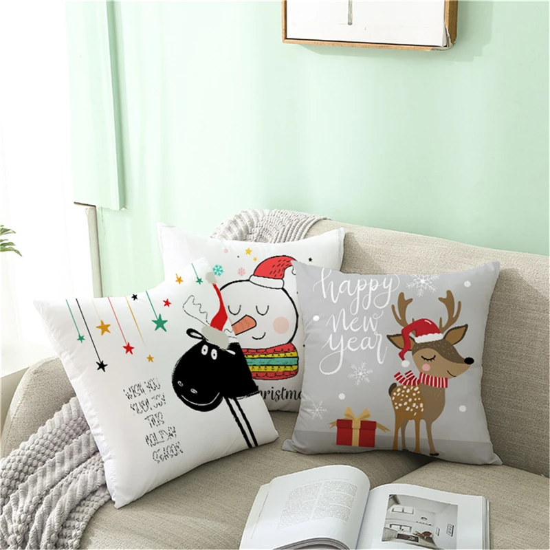 

Fuwatacchi Cute Animal Pattern Cushion Cover Cartoon Christmas Style Pillow Cover Home Sofa Car Decorative Throw Pillowcase