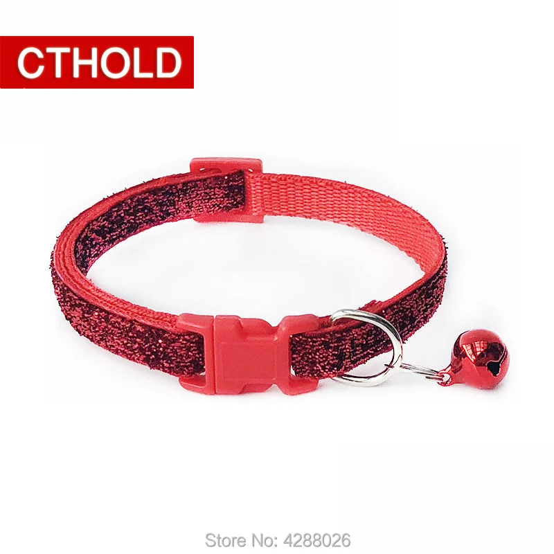 CTHOLD, 100 шт./лот, регулируемый блестящий ошейник для щенков с колокольчиком, новинка, 1 см, цветная Пряжка для пудры, модный галстук для котенка, для питомца, собаки, кошки