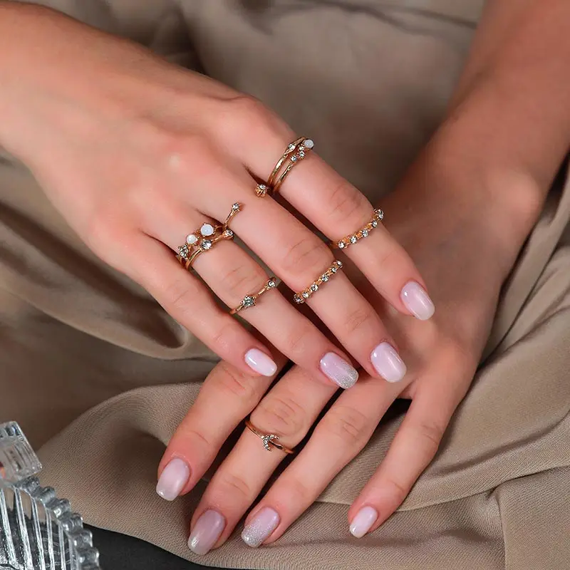 

9pcs/Set Vintage Crystal Rings Set for Women Fashion Bohemian Simple Design Finger Rings Bridal Engagement Wedding Jewelry Gifts