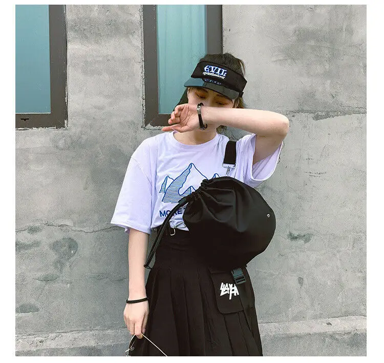 Women Men Black Drawstring Travel Bag Pocket Large Capacity Crossbody Chest Shoulder Fashion New | Багаж и сумки