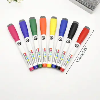 

8 Colors Magnetic Whiteboard Marker Pens with Eraser Erasable Fine Nib Office School Supplies