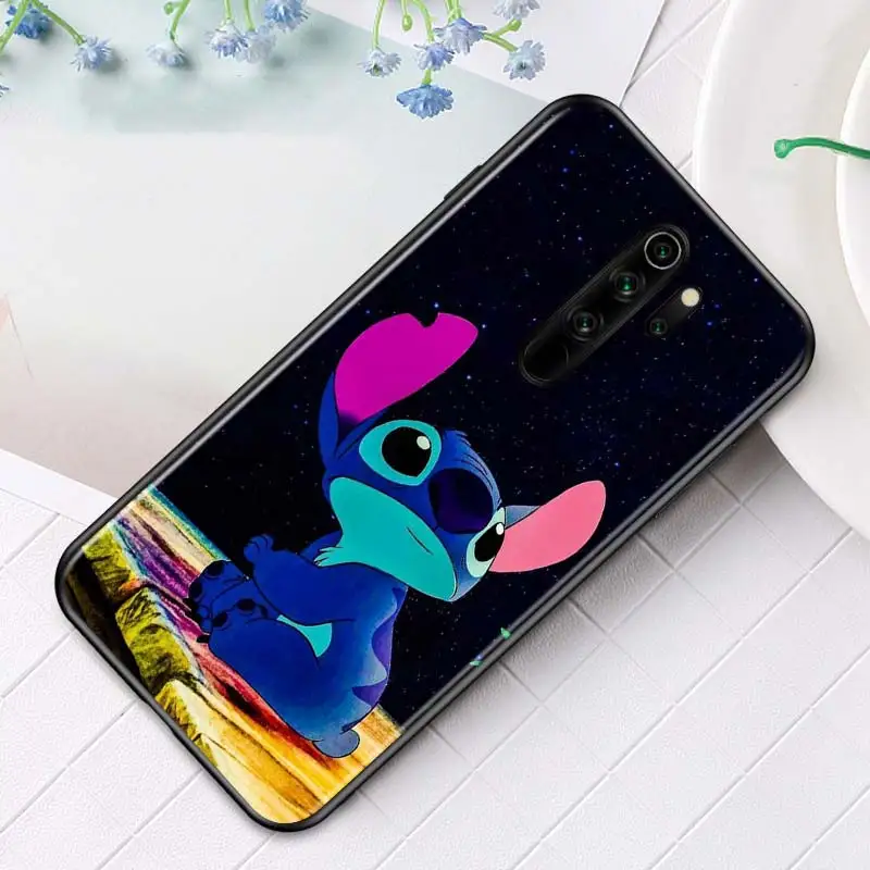 Cute Cartoon Stitch For Xiaomi Redmi S2 Y2 6 6A 5 5A 4X 9i 9T 9A 9C 9 8A 8 GO 7 7A Prime Pro Plus Black Soft Phone Case long iphone charger Cables