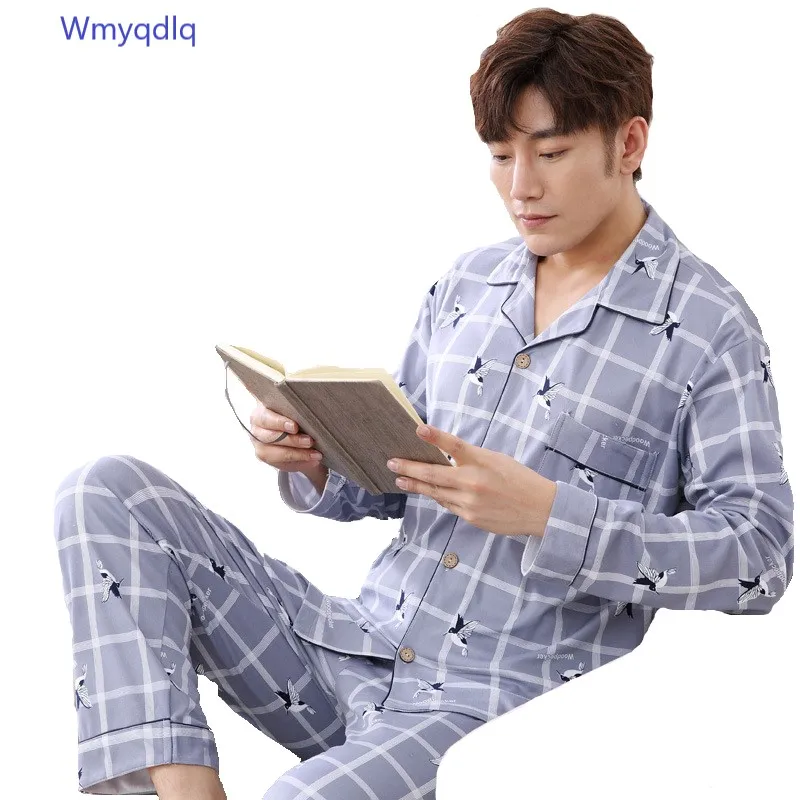 

Spring And Autumn Men's Pajamas Suits Warm Men Pyjamas Sets Man Long-Sleeved Trousers Cardigan Cotton Plus Size Home Service Set