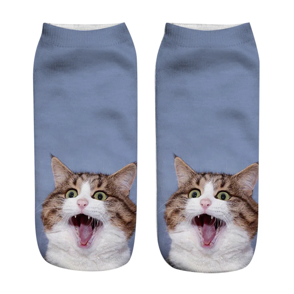 Лидер продаж 3D печать Для женщин носки с изображением кота, модные унисекс, Рождественский подарок носки с низкой лодыжкой с изображением персонажей мультфильмов; короткие детские носки Кальсетас mujer# W3