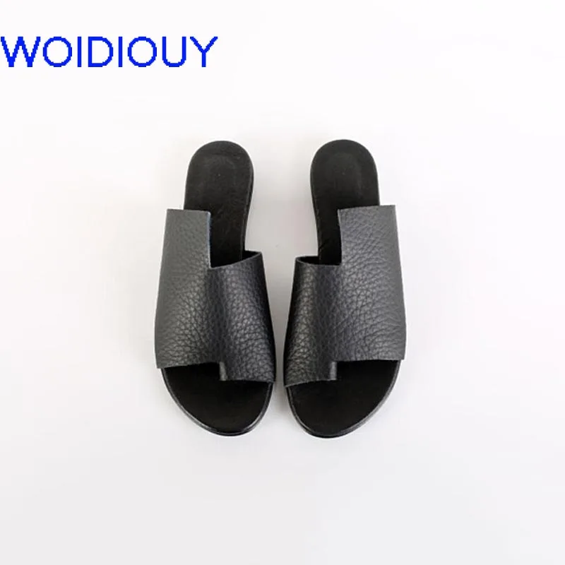 

Black Sandals Women Handmade Summer Slipper Toe Ring Sandals Flip-flops Beach Shoes Women Slippers Ladies Flats Shoes