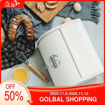 

European Roll Top Small Metal Flip-baked Bread box Desktop Finishing Snack Dust-proof Storage Box Bin Kitchen Food Holder