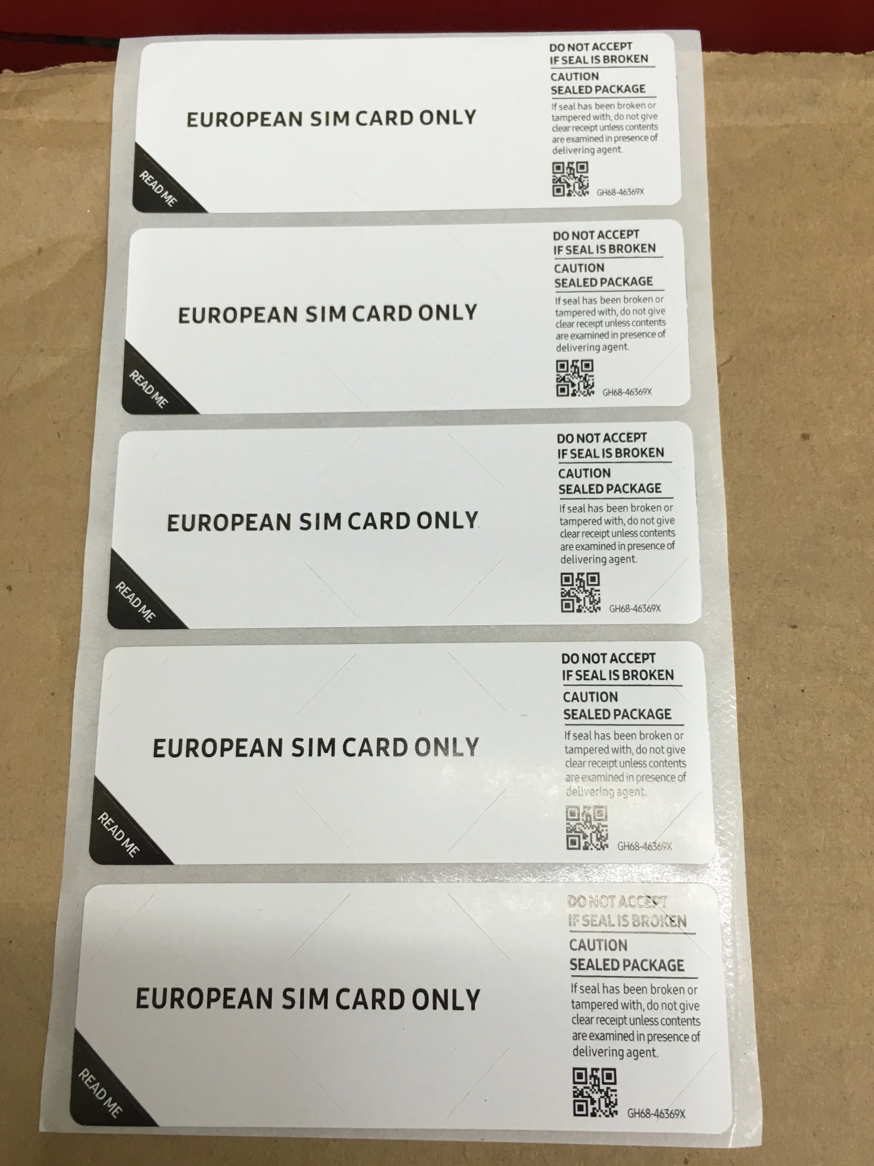 블랙 화이트 SIM 카드 전용 씰 라벨 스티커, S23 S22 NOTE20 PLUS 휴대폰 패키지 박스 씰링 스트립, EU SA 버전, 100 개/로트