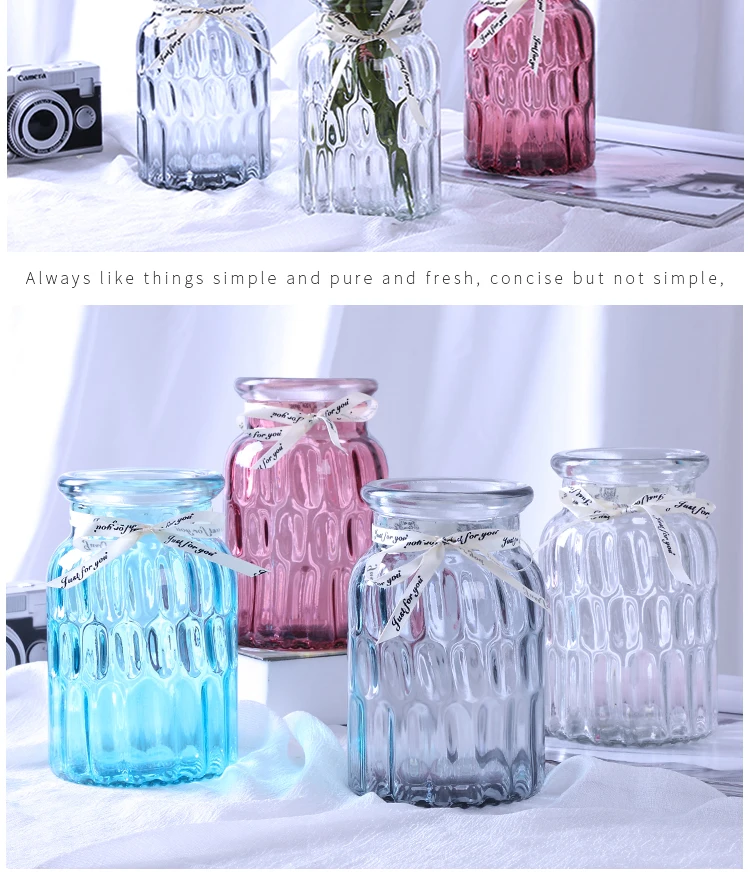 Скандинавская креативная стеклянная ваза прозрачная цветная гидропонная ваза для рукоделия гостиная украшение для дома цветы сушеные цветочные композиции