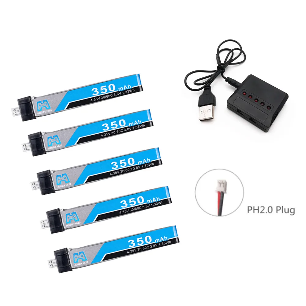 

1S 350mAh 3.8V 30C/60C 4.35V HV Lipo battery PH2.0 Plug for 65S UK65 Blade Inductrix UR65 Tiny Whoop Drone