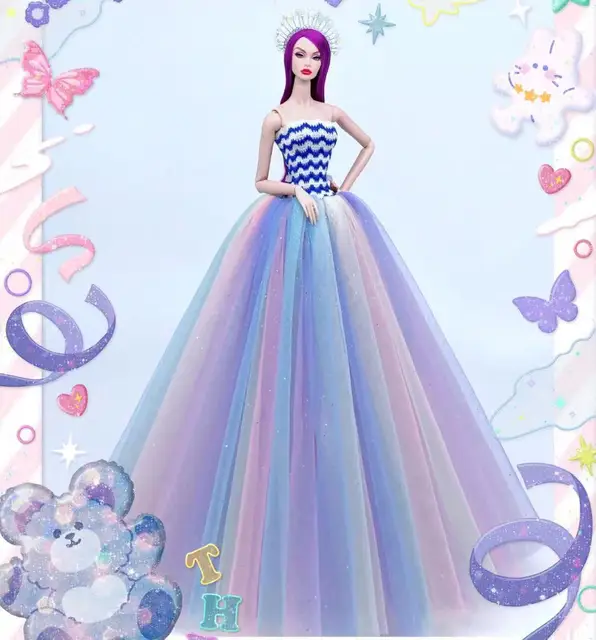 case for barbie doll clothes Princess dress trailing wedding bride marriage dress for barbie accessories toys house ornaments see chart10