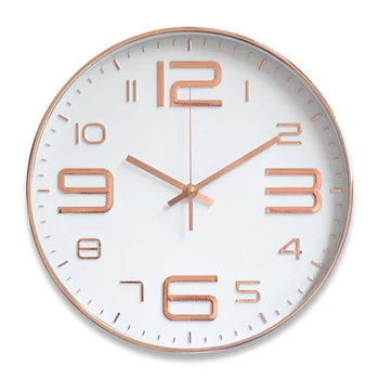 

Round Clock Glass Wall Clock Silent Quartz Clock 12 Inch Rose Gold Wall Clock Creative Minimalist Home Decorate