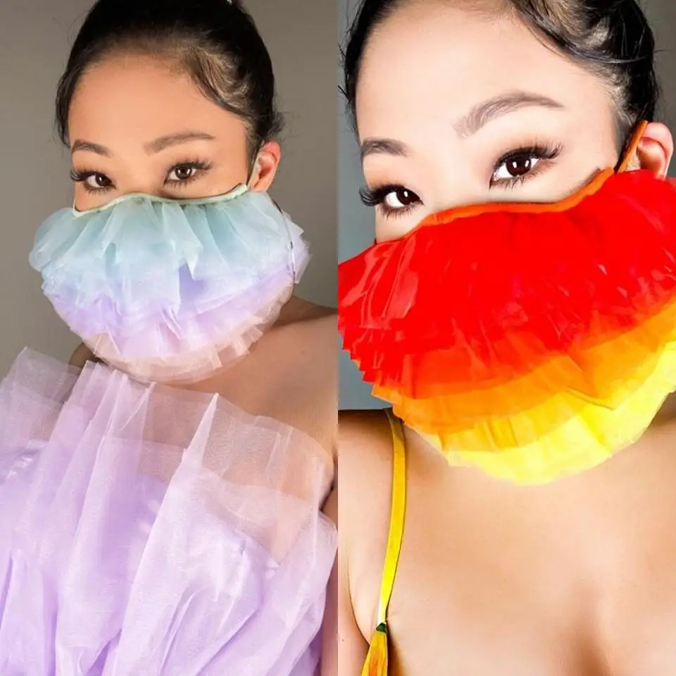 

2020 Fashion Summer Tulle Masks Designer DIY Colorful Tulle Mask Party Prom Women Girls Mask Women Custom Made