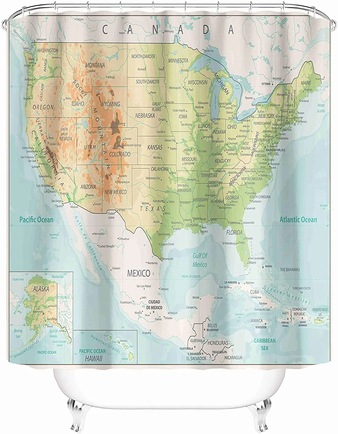 United States Shower Curtain - Earth Map Shower Curtain Lord Of The Rings Bathroom Curtain Fantasy Vintage Fabric Bathroom Curtain Sets 