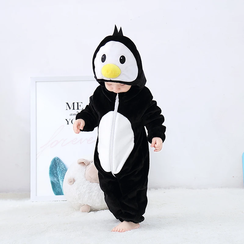 Amiley Toddler Newborn Baby Boys Girls Animal Cartoon Kawaii penguin Hoodie Rompers Outfits Clothes 