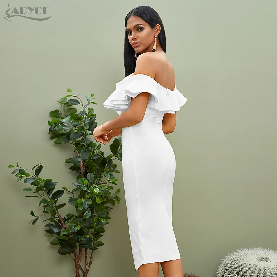 Adyce новое летнее Сексуальное Женское Бандажное платье с открытыми плечами Vestidos с оборками и вырезом лодочкой Клубное платье знаменитостей платье для вечеринок подиума