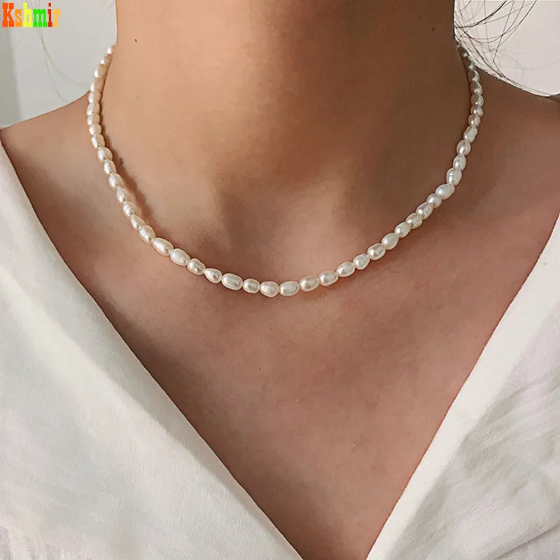 Freshwater Pearl Necklace Natural Female Beads Birthday Geometric beaded necklace