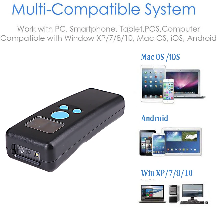 Handheld Barcode Scanner com Display Mini Bluetooth Portátil 1d 2d 2.4g qr Expressão Celular qr m8 - Imagem 4