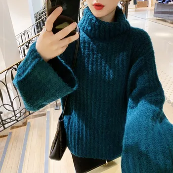 

Sweater Woman Pullover Wide Sleeves Turtleneck
