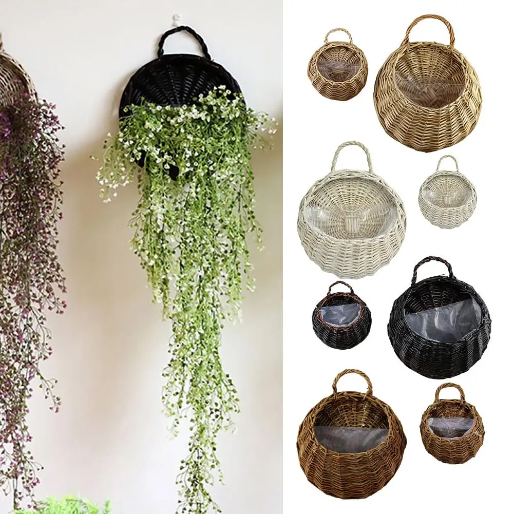 

Hand Made Wicker Rattan Flower Basket Nest Flower Pot Planter Hanging Vase Container