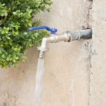 

Faucet Hose Adapter Water Tap With Ball Outlet Valve And 3/4-Inch Connection Wall Connection With Hexagon Key Surface