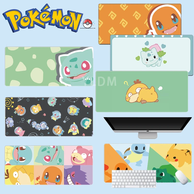 Игровой коврик для мыши Pokemon Pikachu большой геймерский компьютерный Psyduck клавиатуры