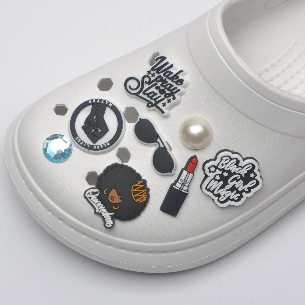 Shoe-Charms Decorations Clogs JIBZ Portraits Croc Black Cartoon Matter Botton PVC 1pcs
