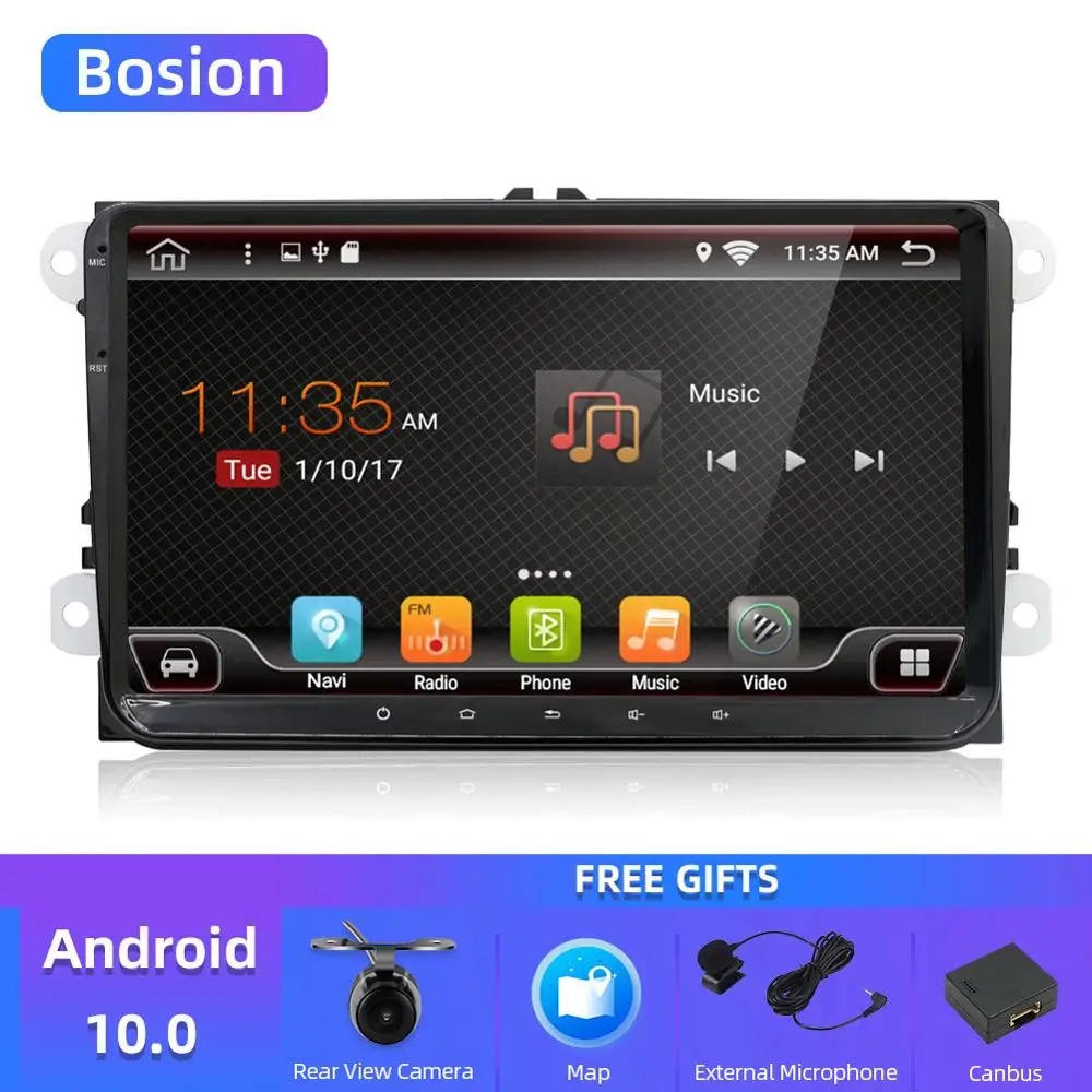 Bosion 2 Din 9 &quotAndroid 10 0 четырехъядерный автомобильный радиоприемник для vw Volkswagen Golf Plus