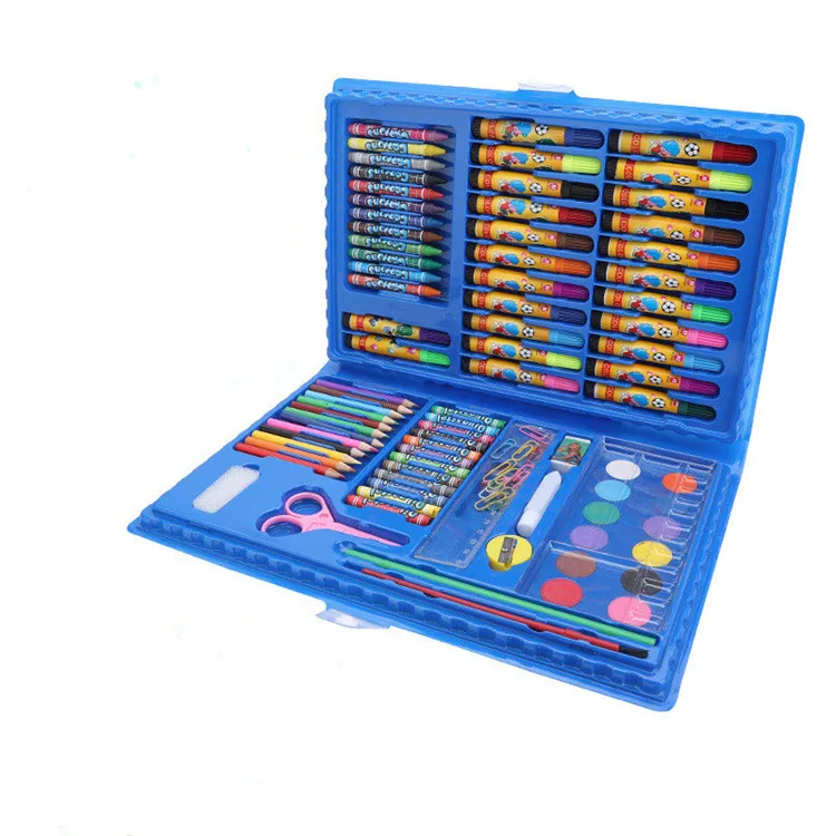 blue 86pcs Helpro 86/168 шт, кисти, карандаши, акварельные ручки, Канцелярский набор, инструменты для рисования, художественный маркер для детей, подарок, школьные принадлежности - Цвет: blue 86pcs