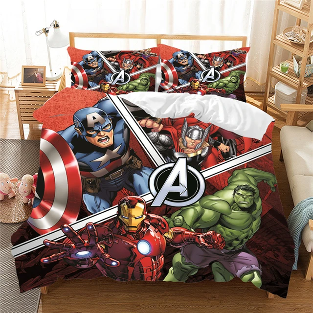 Parure De Lit Dessin Anime 3d Les Avengers Housse De Couette Marvel Iron Man Thor Captain America Queen King Size Sans Drap Aliexpress
