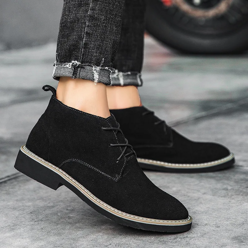 

Chelsea Boots Autumn And Winter New Style Men Martin Boots Retro Fashion Warm plus Cotton Short Boots Large Size
