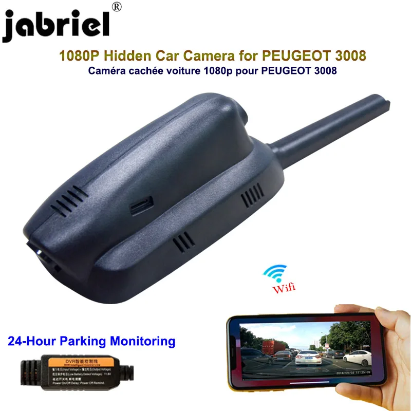 

Jabriel 1080P Caméra de voiture dash cam Car Camera 24 Hour Video recorder rear camera for PEUGEOT 3008 308 208 2008 508 206 307