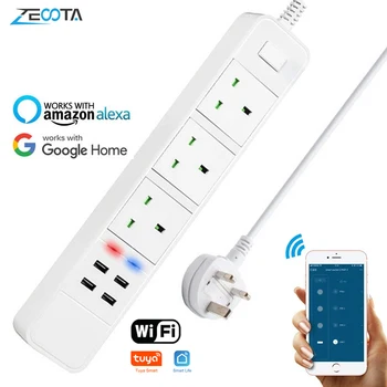 

Smart WiFi Power Strip,Surge Extension,Remote Control,Timing,Voice Control,3 AC Outlet Socket 4 USB Port,Work with,Aleaxa,Google