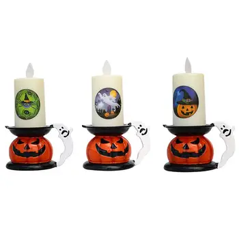 

3pcs Decorative Lightweight Compact Flickering Durable Candle Lamp Candle Light Halloween Props Birthday Halloween Party