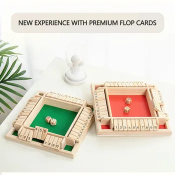 

4 Sided 10 Numbers Shut The Box Board Game Wooden Mathematic Traditional Pub Board Dice Game Family Travel Fun Game Set Dropship