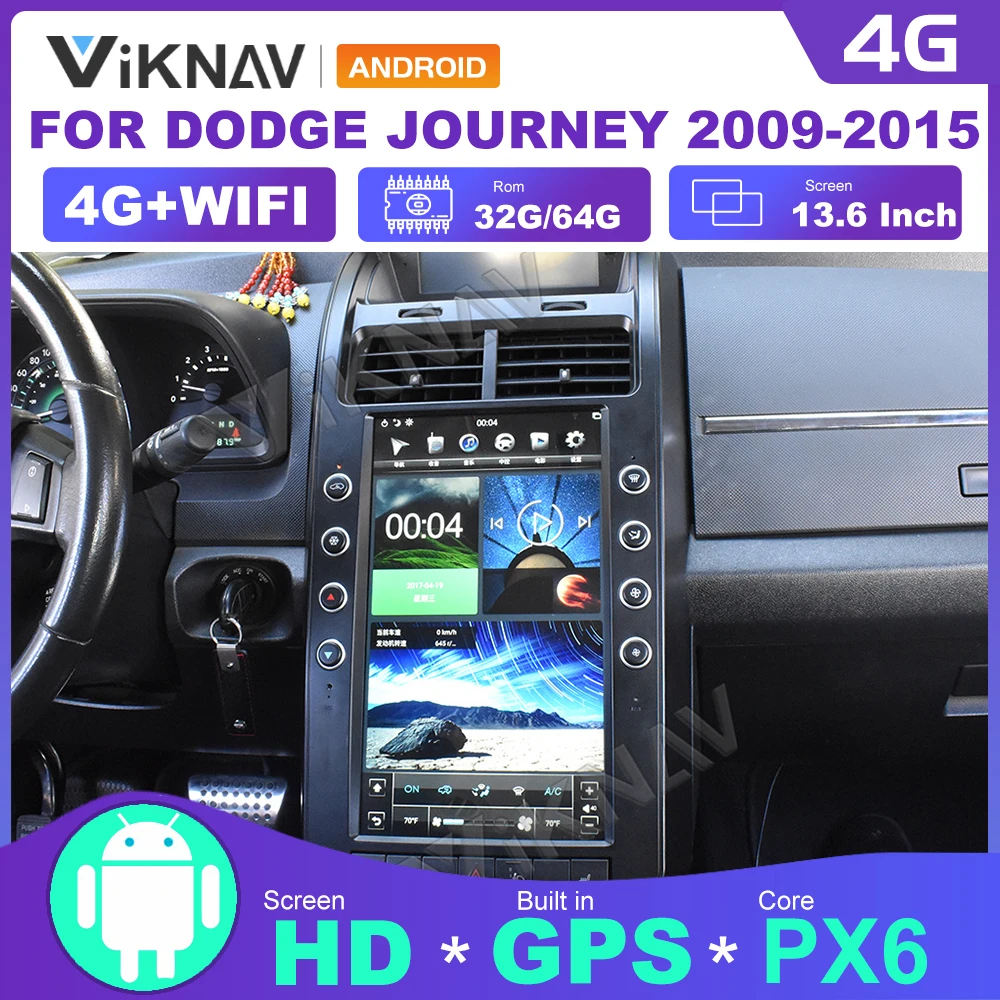 Автомобильная стереомагнитола на Android 13 6 дюйма для Dodge Journey 2009-2015 GPS-навигация