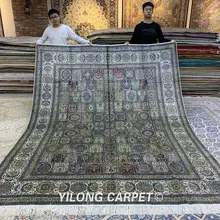 Yilong 8'x10' Шелковый персидский ковер ручной работы четыре сезона садовая сцена Кум ковер(YXR372A