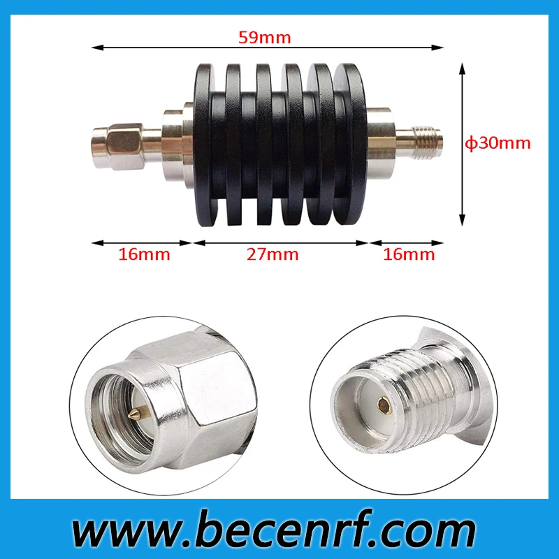 atenuador coaxial de sma 50ohms 3ghz 4ghz 01