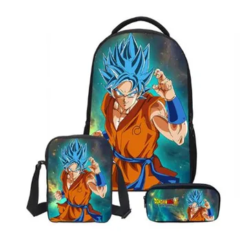 

2020 Hot Dragon Ball 3PC Set Boys School Shoulder Bags with Pencil Case Luxury Student Backpacks DIY Print Cool Children Bookbag
