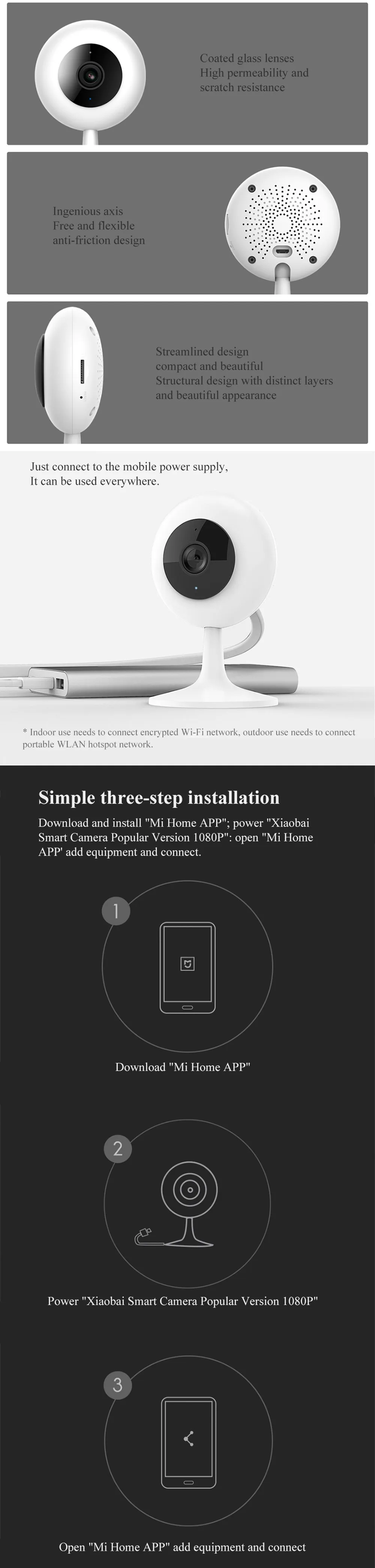 XIAOMI Mijia Xiaobai 1080P Смарт WiFi IP камера ИК Ночное Видение приложение Mijia дистанционное управление Обнаружение движения легкий для дома