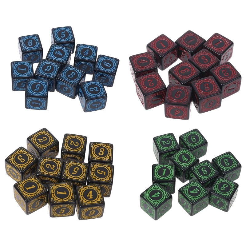 918E 10 шт. D6 многогранные игральные кости с квадратными краями 6-сторонние кубики