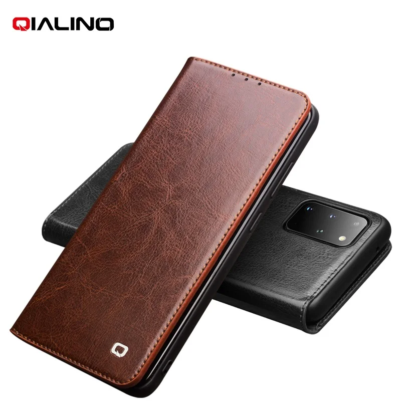 Модный чехол Qialino из натуральной кожи для Samsung Galaxy S20 Ultra Ультратонкий чехол-книжка